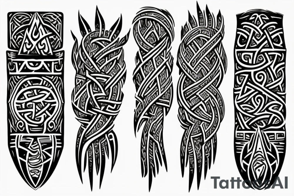 Tribal Thorns Runic Barbs Glyphic Vivid Elaborate Intricate Stoic tattoo idea