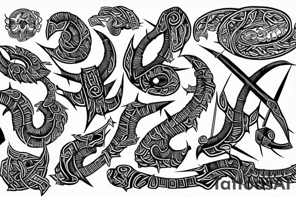 Tribal Thorns Runic Barbs Glyphic Vivid Elaborate Intricate Stoic tattoo idea