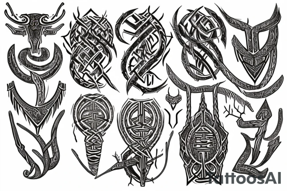 Tribal Thorns Runic Barbs Glyphic Vivid Elaborate Intricate Stoic Regal tattoo idea