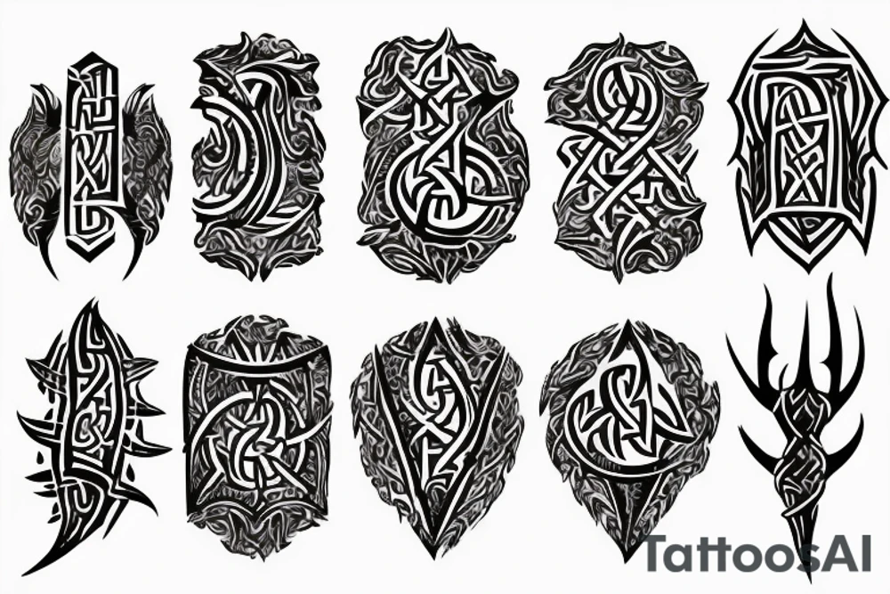 Tribal Thorns Runic Barbs Glyphic Vivid Elaborate Intricate Stoic Regal tattoo idea