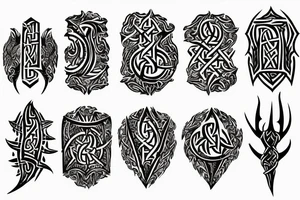 Tribal Thorns Runic Barbs Glyphic Vivid Elaborate Intricate Stoic Regal tattoo idea