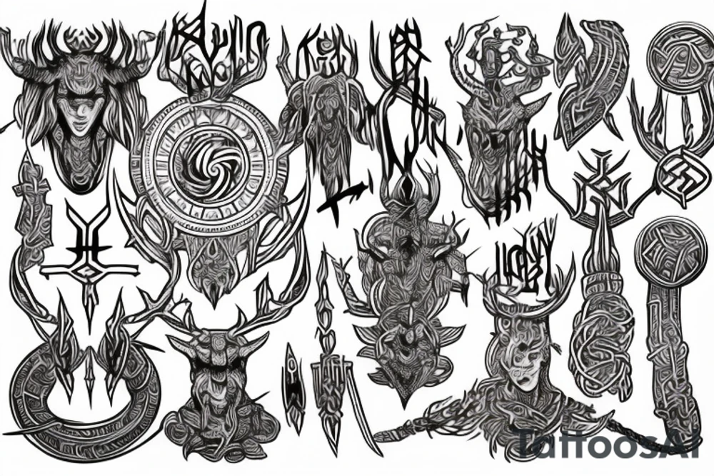 Tribal Thorns Runic Barbs Glyphic Vivid Elaborate Intricate Stoic Regal Imperial tattoo idea