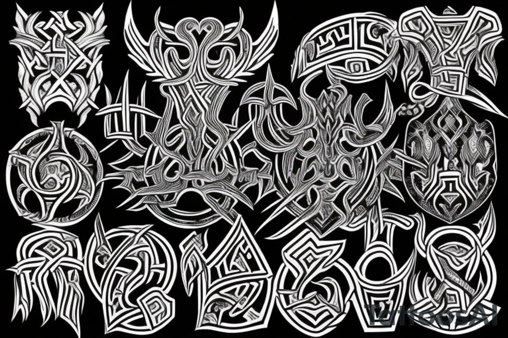 Tribal Thorns Runic Barbs Glyphic Vivid Elaborate Intricate Stoic Regal Imperial tattoo idea