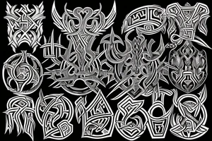 Tribal Thorns Runic Barbs Glyphic Vivid Elaborate Intricate Stoic Regal Imperial tattoo idea