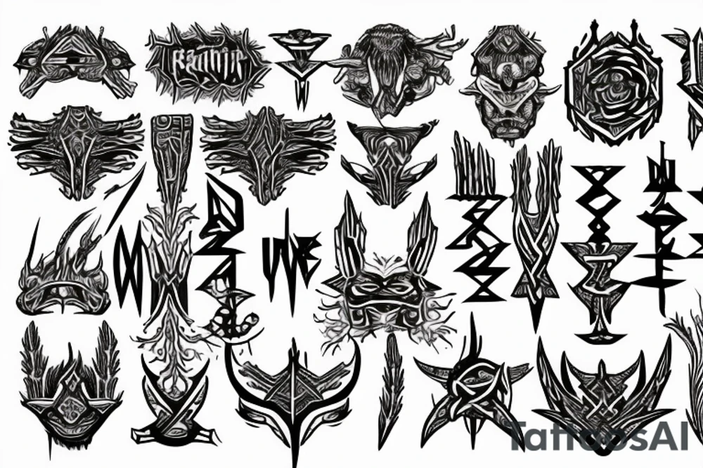 Tribal Thorns Runic Barbs Glyphic Vivid Elaborate Intricate Stoic Regal Imperial tattoo idea