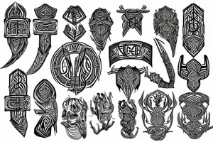 Tribal Thorns Runic Barbs Glyphic Vivid Elaborate Intricate Stoic Regal Imperial tattoo idea