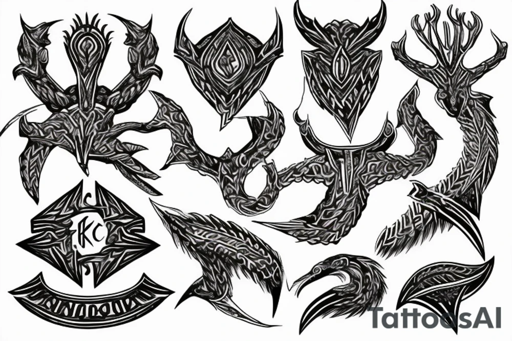 Tribal Thorns Runic Barbs Glyphic Vivid Elaborate Intricate Stoic Regal Imperial tattoo idea