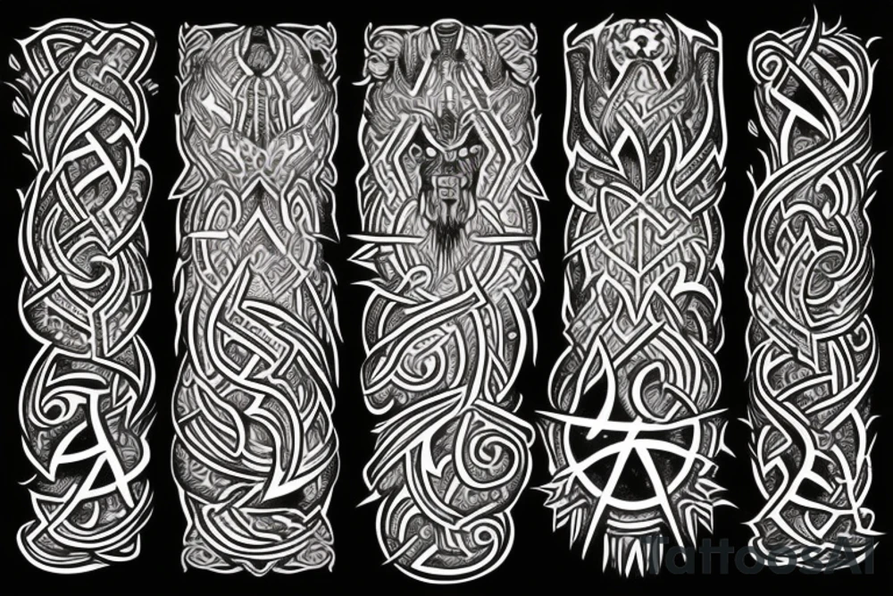 Tribal Thorns Runic Barbs Glyphic Vivid Elaborate Intricate Stoic Regal Imperial tattoo idea