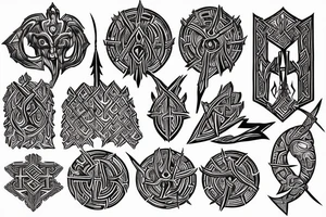 Tribal Thorns Runic Barbs Glyphic Vivid Elaborate Intricate Stoic Regal Imperial tattoo idea