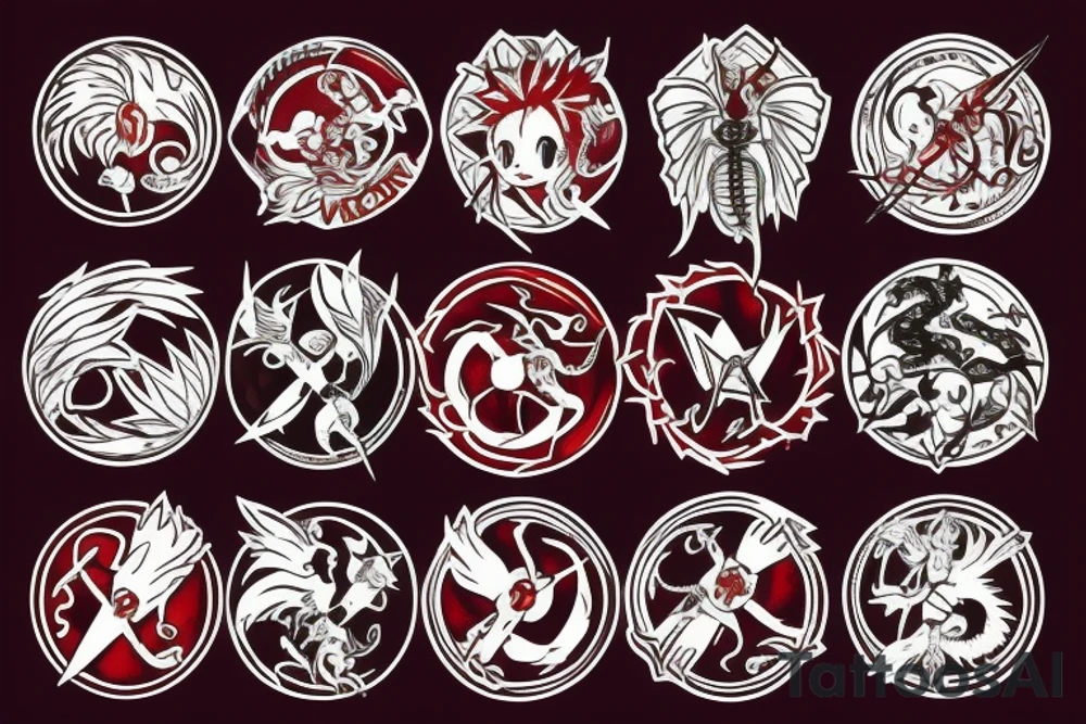 The fairy tail symbol circled by a red headed centipede tattoo idea