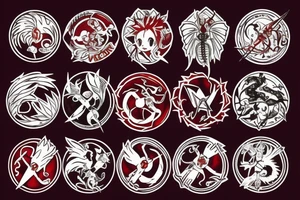 The fairy tail symbol circled by a red headed centipede tattoo idea