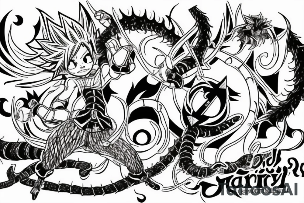 The fairy tail symbol from the anime circled by a red headed centipede tattoo idea