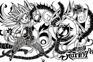 The fairy tail symbol from the anime circled by a red headed centipede tattoo idea