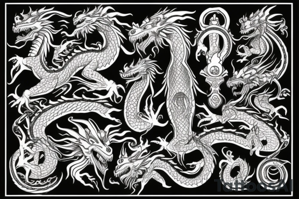 Dragon Glyphic Vivid Elaborate Intricate Stoic Regal Imperial tattoo idea