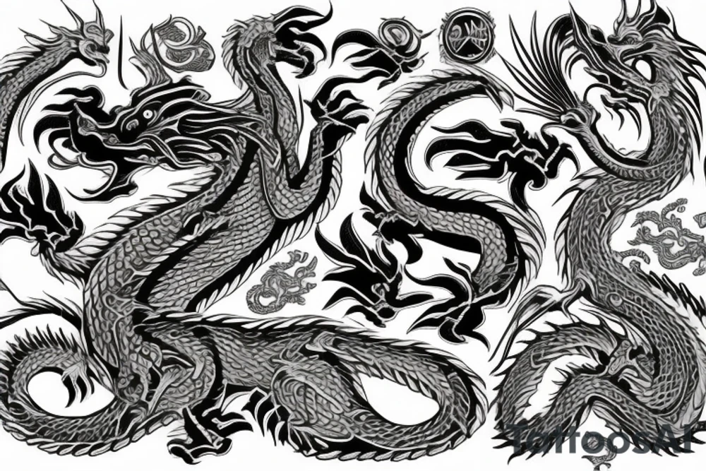 Dragon Glyphic Vivid Elaborate Intricate Stoic Regal Imperial tattoo idea