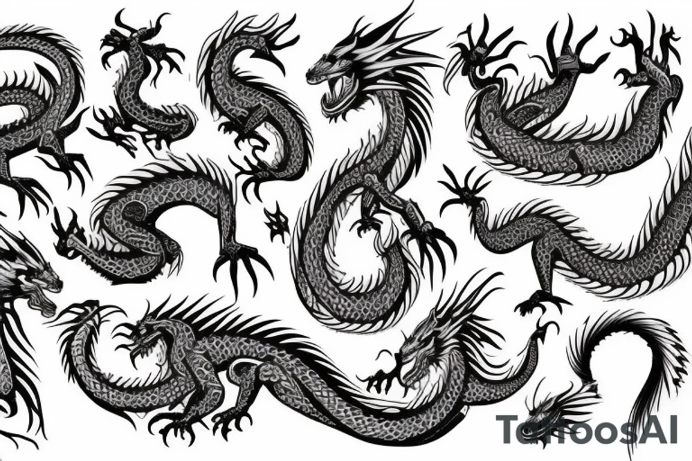 Dragon Glyphic Vivid Elaborate Intricate Stoic Regal Imperial tattoo idea