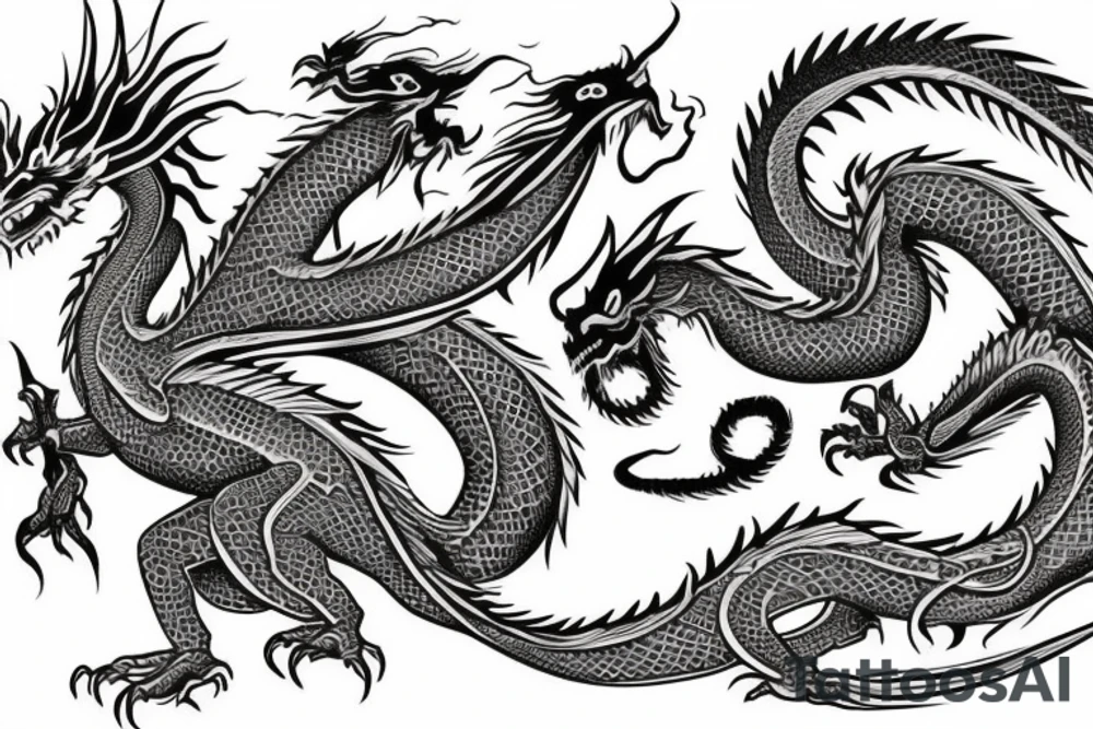 Dragon Glyphic Vivid Elaborate Intricate Stoic Regal Imperial tattoo idea