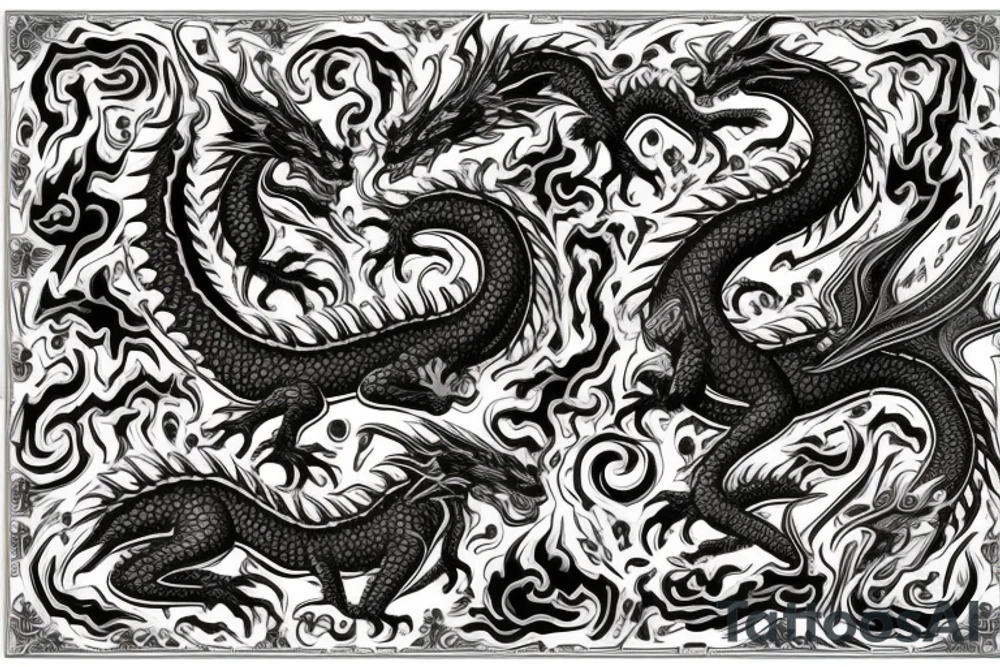 Dragon Glyphic Vivid Elaborate Intricate Stoic Regal Imperial tattoo idea