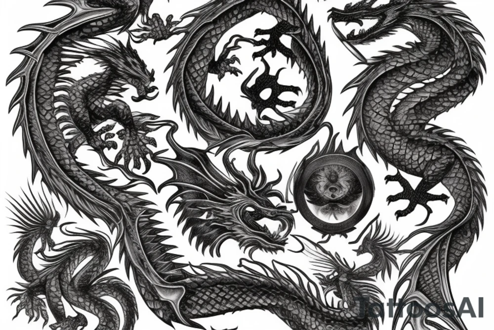 Dragon Vivid Elaborate Intricate Stoic Regal Imperial tattoo idea