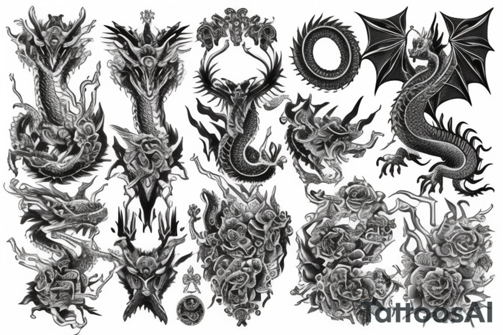 Dragon Vivid Elaborate Intricate Stoic Regal Imperial tattoo idea