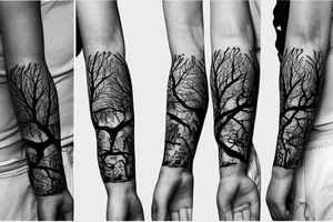 tree vines arm sleeve tattoo idea