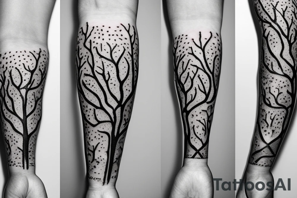 tree vines arm sleeve tattoo idea