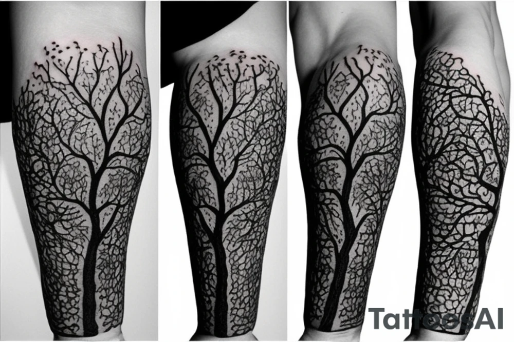 tree vines arm sleeve tattoo idea