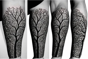 tree vines arm sleeve tattoo idea