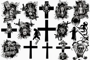 smoke around a cross with jesus on it tattoo idea