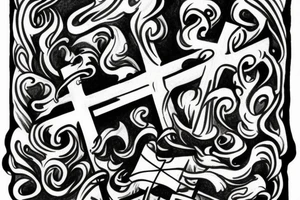 smoke around a cross with jesus on it tattoo idea