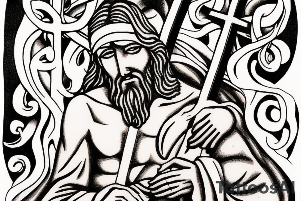 jesus carrying the cross tattoo idea
