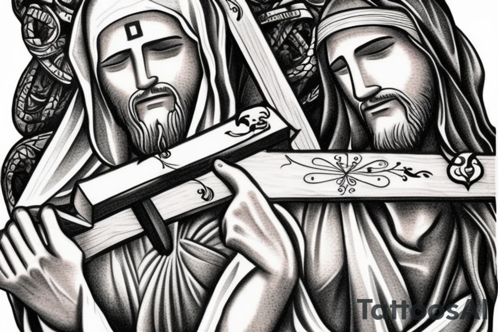 jesus carrying the cross tattoo idea