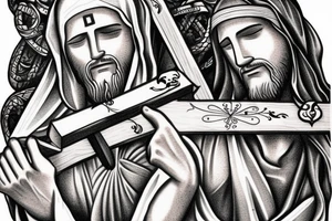 jesus carrying the cross tattoo idea