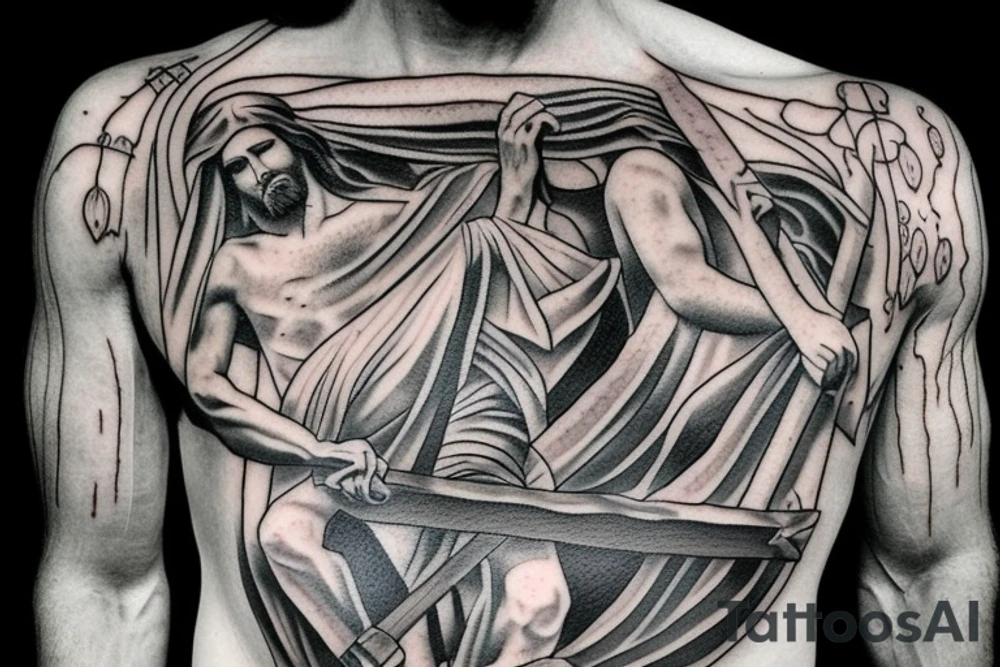 jesus carrying the cross tattoo idea