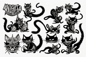 ninja cat sitting on the back of a dragon tattoo idea
