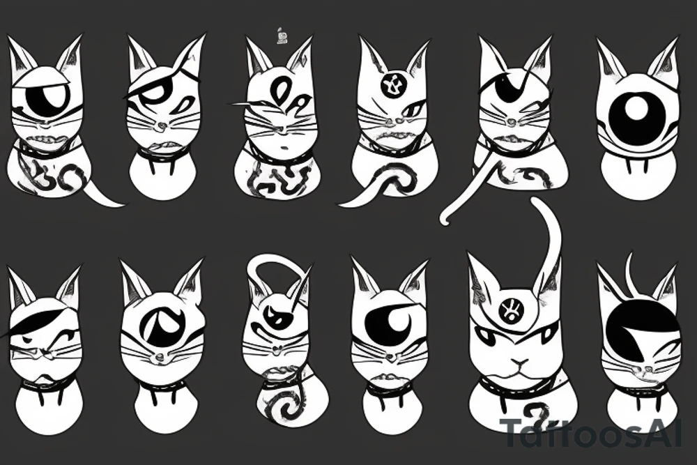 ninja cat with one eye tattoo idea