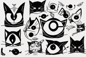 ninja cat with one eye tattoo idea