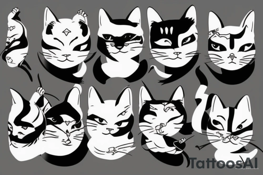 ninja cat with one eye tattoo idea