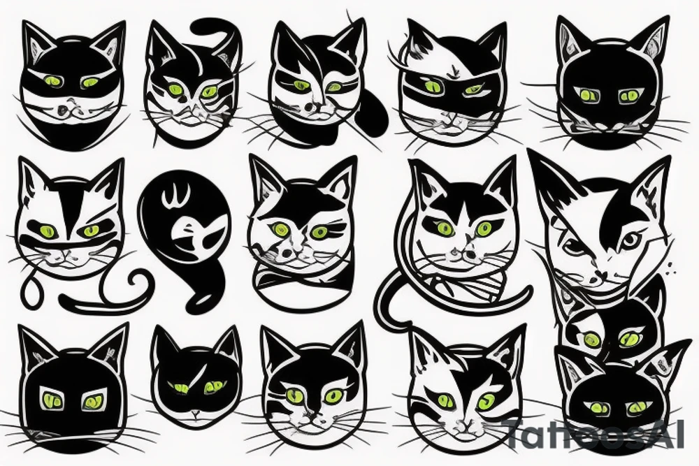 ninja cat with one eye tattoo idea