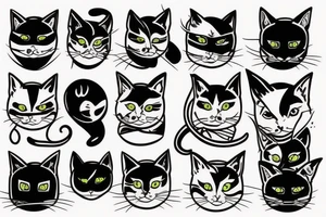 ninja cat with one eye tattoo idea