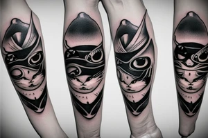 One-eyed ninja cat tattoo idea