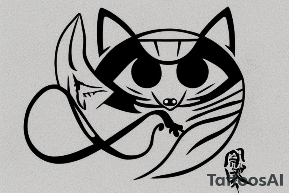 One-eyed ninja cat tattoo idea
