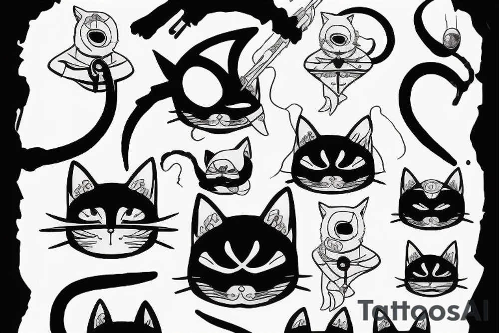 One-eyed ninja cat tattoo idea