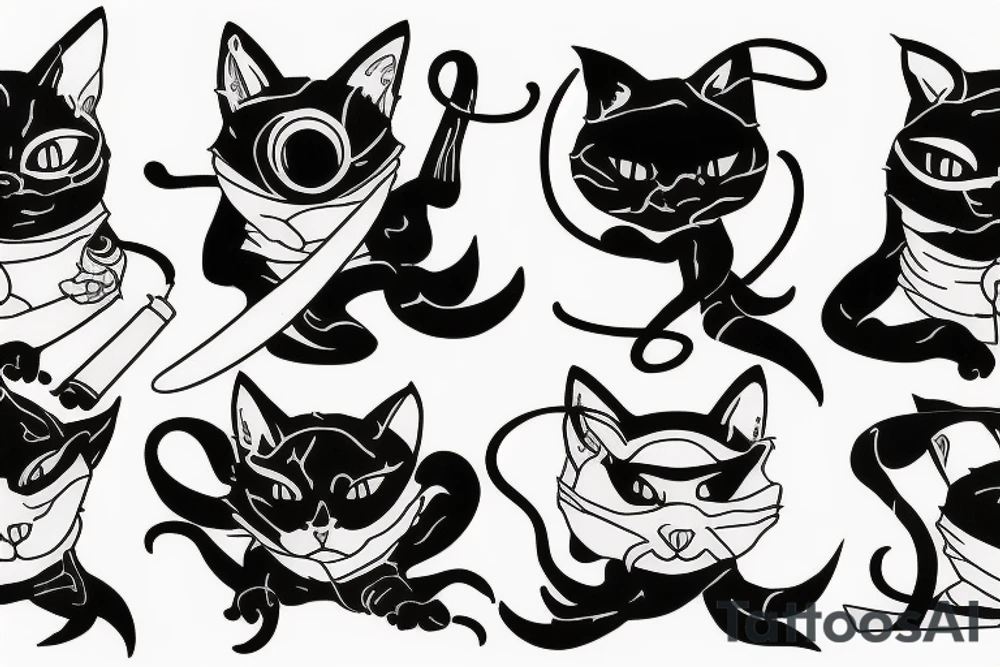 One-eyed ninja cat tattoo idea