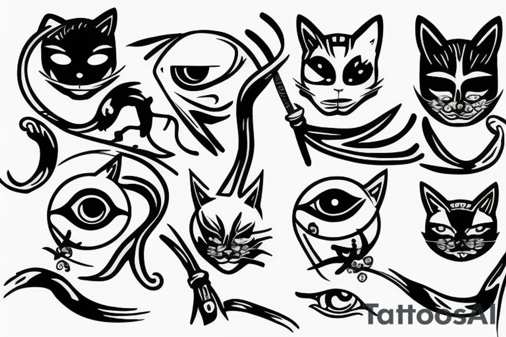 One-eyed ninja cat tattoo idea
