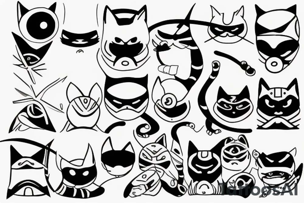 One-eyed ninja cat tattoo idea
