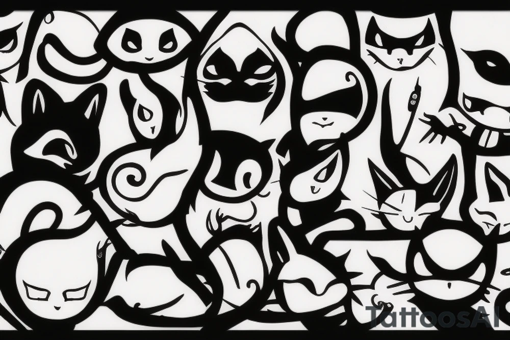 One-eyed ninja cat tattoo idea