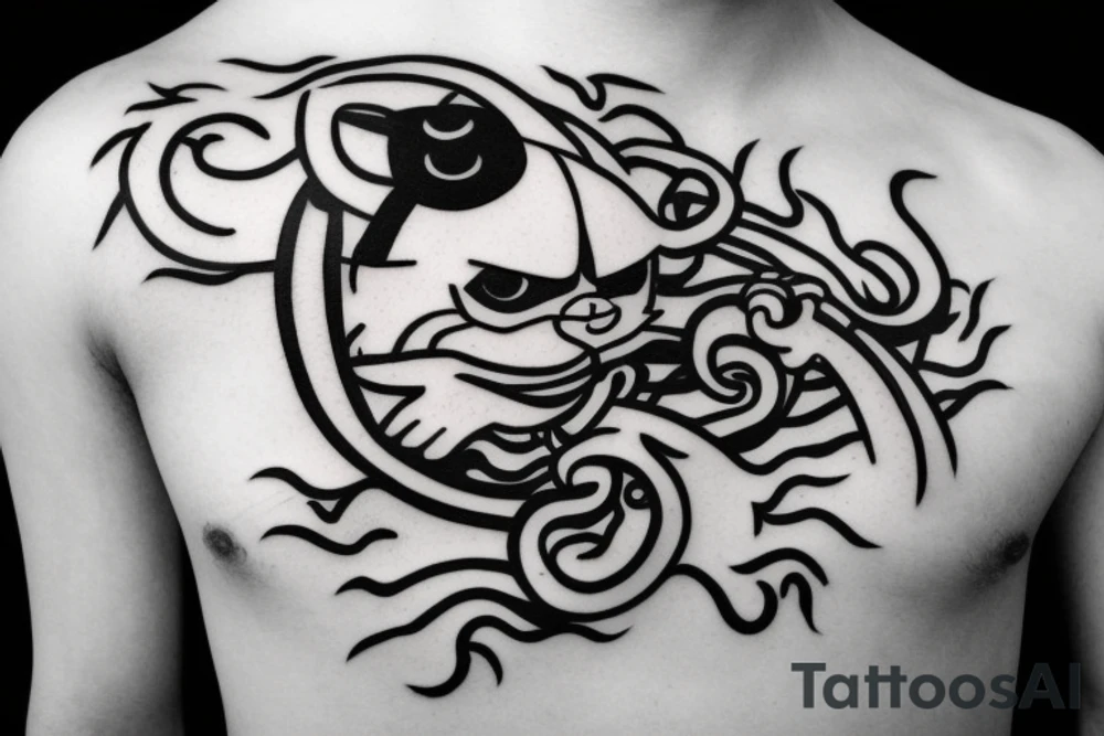 One-eyed ninja cat tattoo idea
