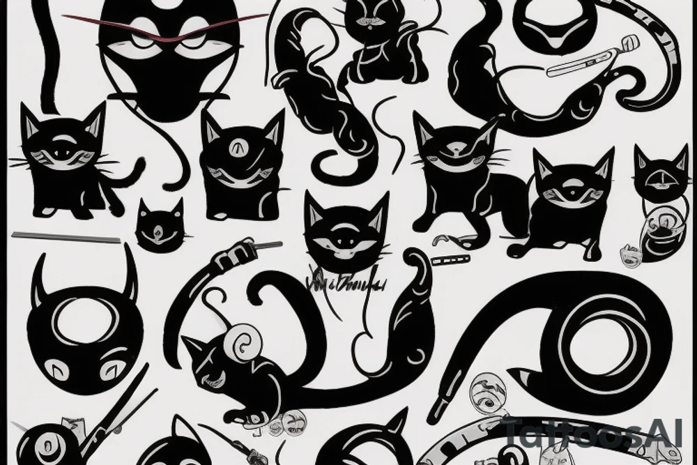 One-eyed ninja cat tattoo idea