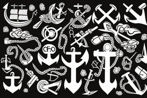 Anchor and the boat on a wawes tattoo idea